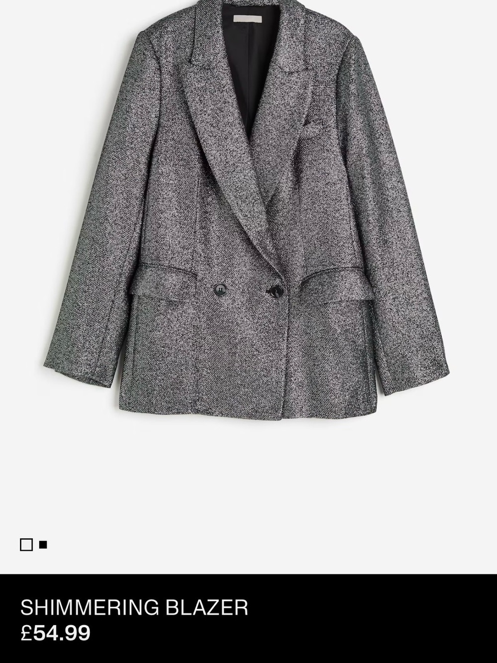 H&M Silver Shimmer Double-Breasted Blazer